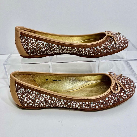 Jimmy Choo Suede Ballet Flats with Crystal Embellishments Size 39 - Picture 2 of 5